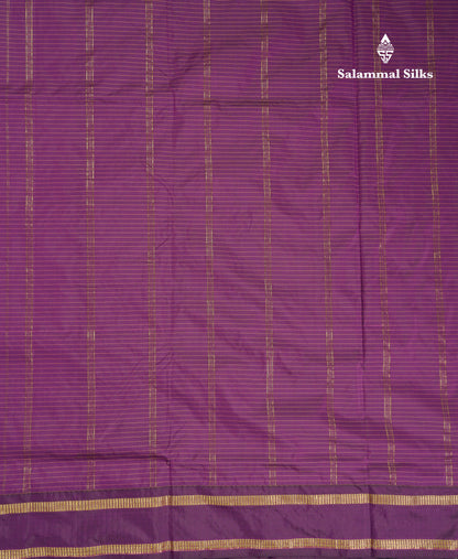 9 Yards Semi Silk Saree Dark Purple Checks With Traditional Gap Border