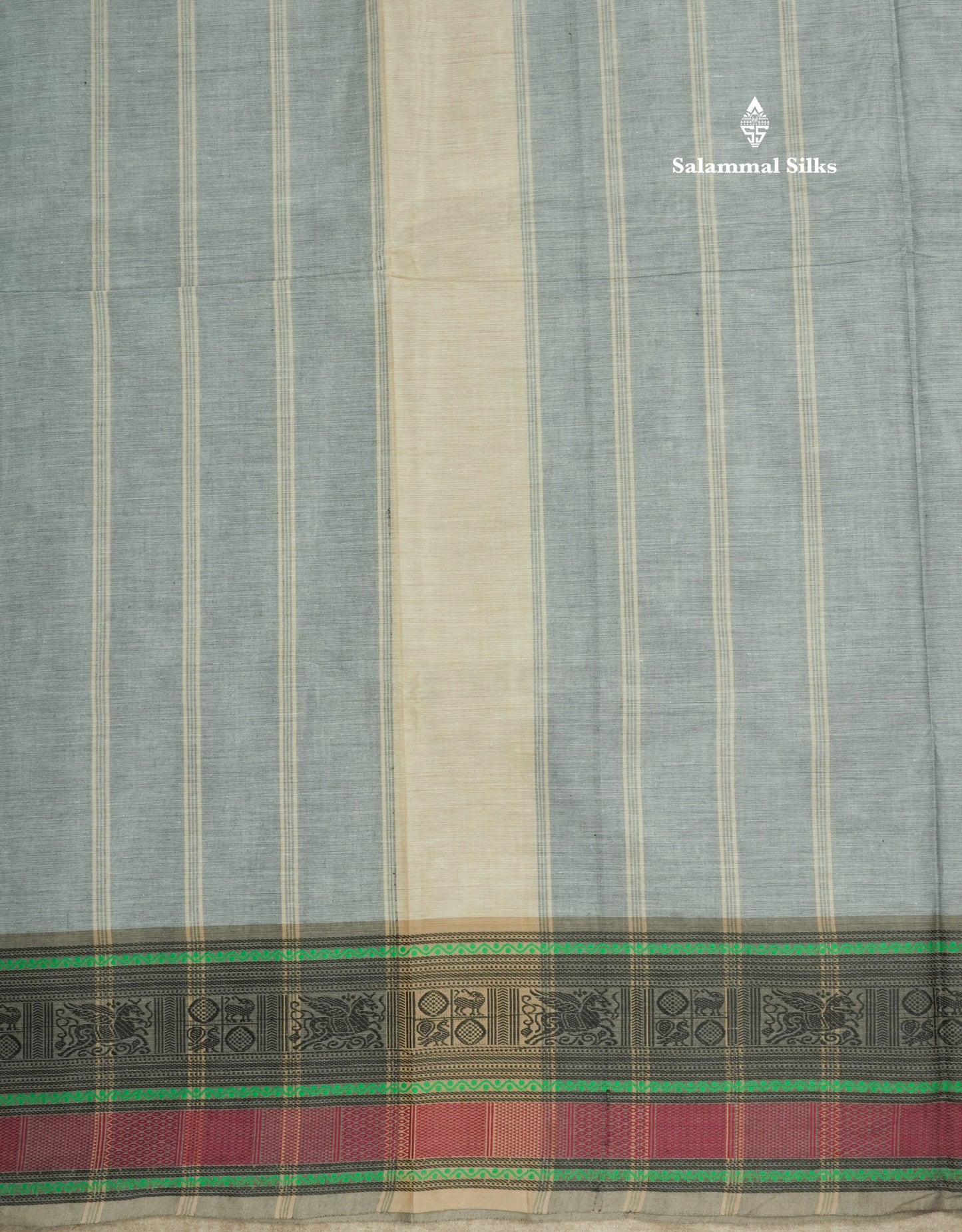 Grey Beautiful Plain Pure Cotton With Thraed Work Border