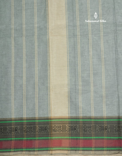 Grey Beautiful Plain Pure Cotton With Thraed Work Border