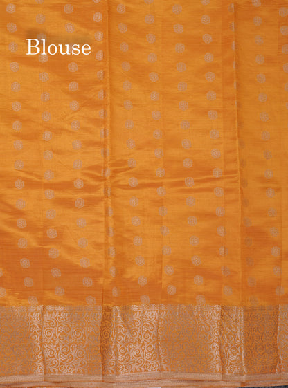 Beautiful Sapphire Blue Semi Raw Silk Saree With Fancy Border