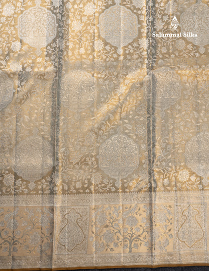 Beautiful Silver Tissue Bridal Pure Kanjivaram Silk Saree