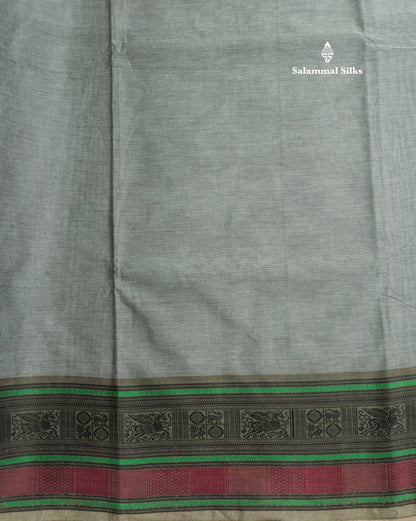 Grey Beautiful Plain Pure Cotton With Thraed Work Border