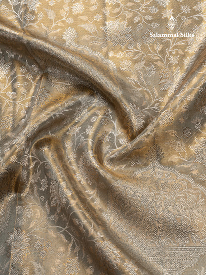 Beautiful Silver Tissue Bridal Pure Kanjivaram Silk Saree