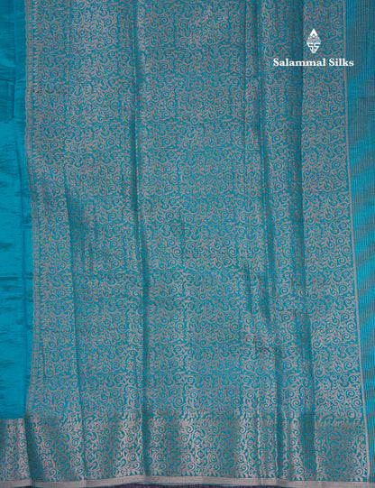 Beautiful Sapphire Blue Semi Raw Silk Saree With Fancy Border