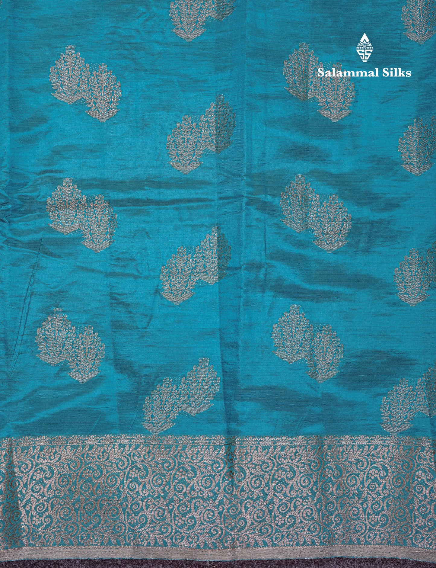 Beautiful Sapphire Blue Semi Raw Silk Saree With Fancy Border