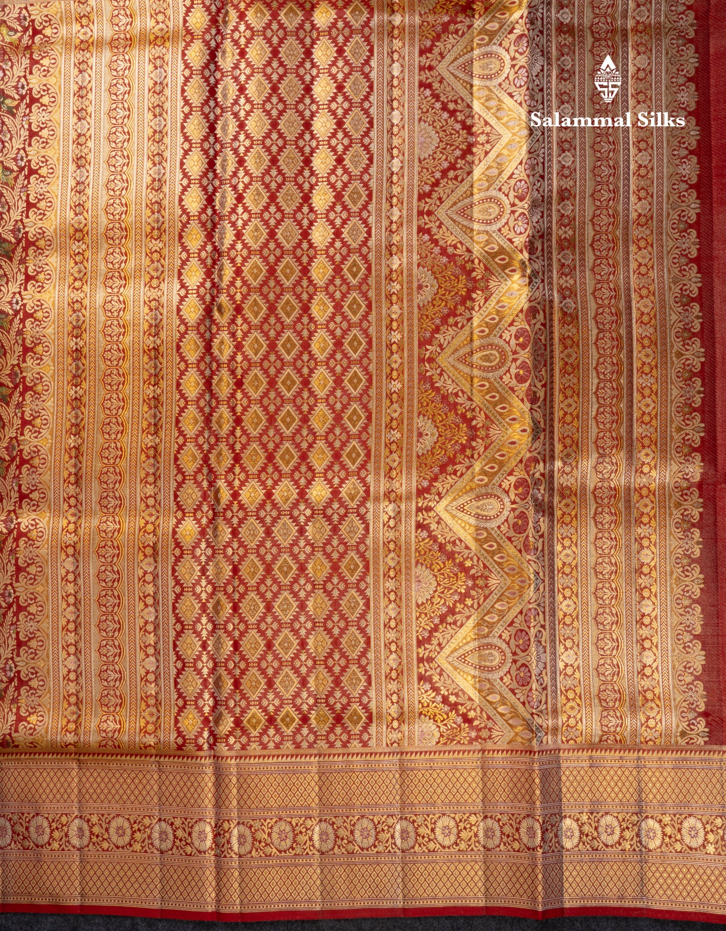 Beautiful Red Meenakari Work Bridal Pure Kanjivaram Silk Saree