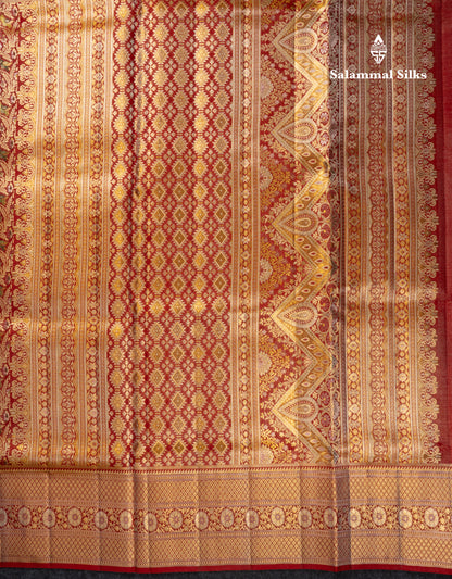 Beautiful Red Meenakari Work Bridal Pure Kanjivaram Silk Saree