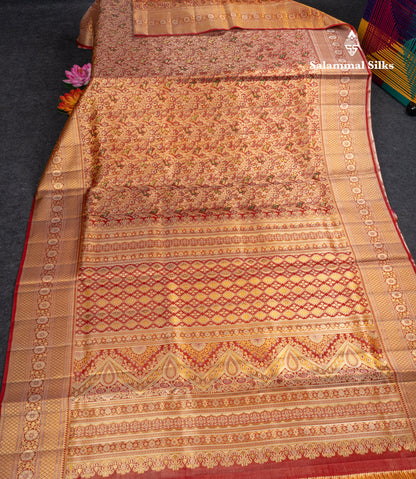 Beautiful Red Meenakari Work Bridal Pure Kanjivaram Silk Saree