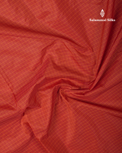 9 Yards Semi Silk Saree Dark Purple Checks With Traditional Gap Border