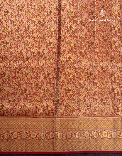 Beautiful Red Meenakari Work Bridal Pure Kanjivaram Silk Saree