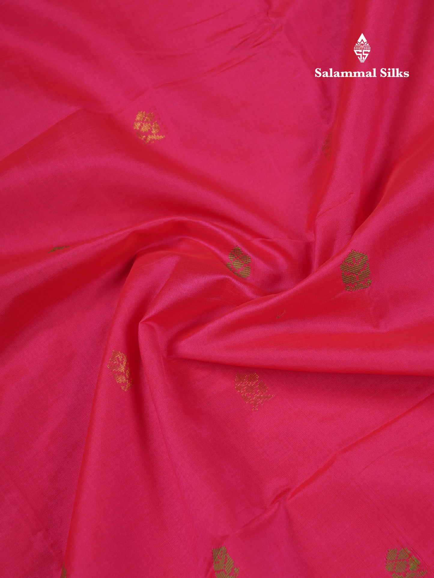 Beautiful Pink Thread Work Buttas Semi Silk Cotton Saree With Contrast Green Blouse