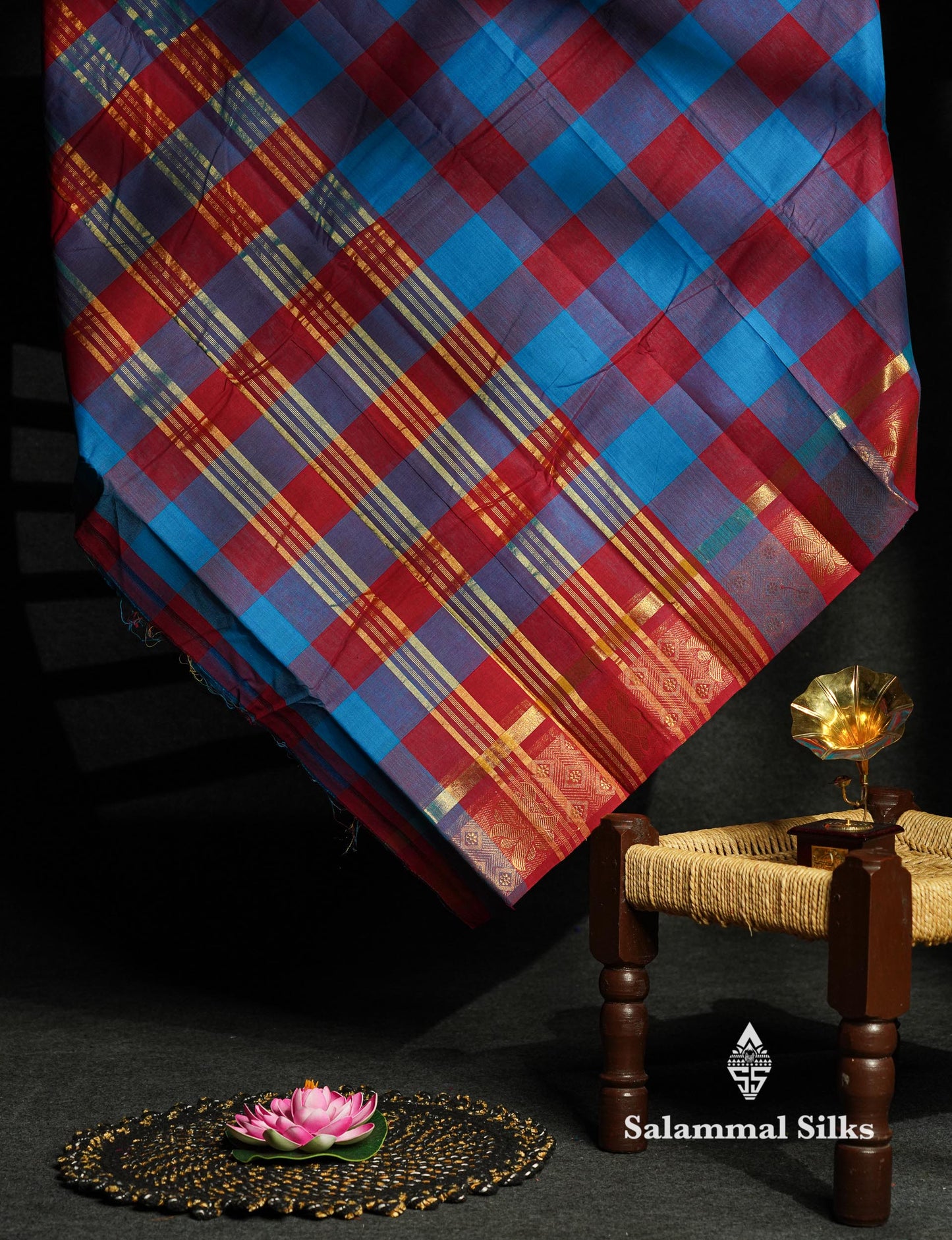 Beautiful Paalum Pazham Checks Chettinad Pure Cotton Saree With Self Border