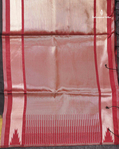 Beautiful Maroon Malli Moggu Zari Butta Cotton Mix Saree With Contrast Multicolour Traditional Temple Border