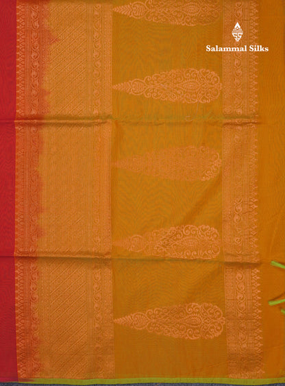 Beautiful Reddish Pink Sico Cotton Saree With Contrast Mustard Yellow Blouse