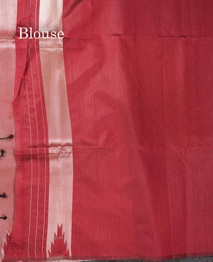 Beautiful Maroon Malli Moggu Zari Butta Cotton Mix Saree With Contrast Multicolour Traditional Temple Border