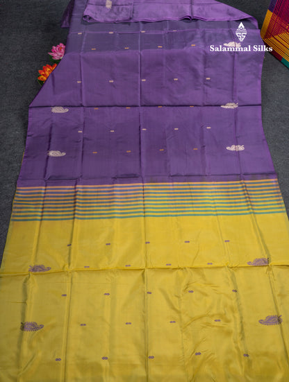 Purple Banana Pinth Saree (Vaazhainaar Pattu) With Contrast Manthulir Yellow Blouse