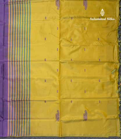 Purple Banana Pinth Saree (Vaazhainaar Pattu) With Contrast Manthulir Yellow Blouse