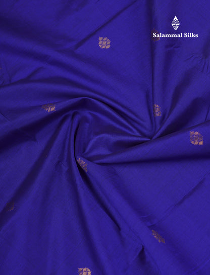 Beautiful Royal Blue Semi Silk Cotton Saree With Contrast Mustard Yellow Blouse