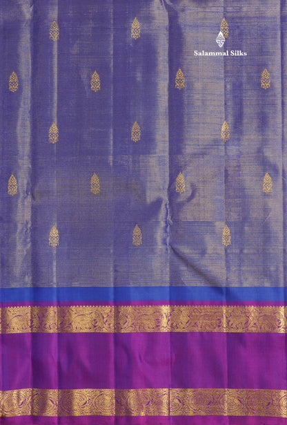 Bottle Green Vairaoosi Pure Kanjivaram Silk Saree With Contrast Magenta Rettapet (Gap) Border