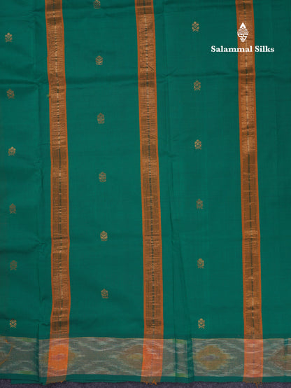 Beautiful Royal Blue Semi Silk Cotton Saree With Contrast Mustard Yellow Blouse