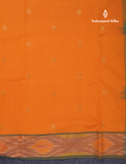 Beautiful Royal Blue Semi Silk Cotton Saree With Contrast Mustard Yellow Blouse