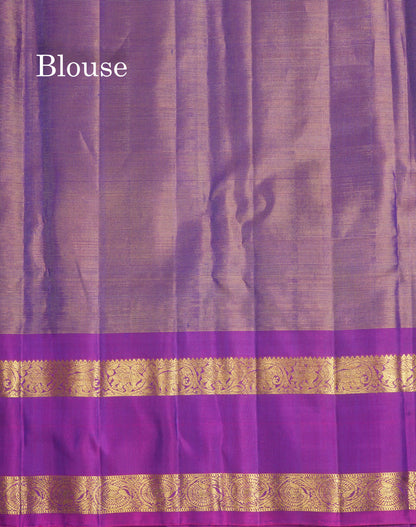 Bottle Green Vairaoosi Pure Kanjivaram Silk Saree With Contrast Magenta Rettapet (Gap) Border