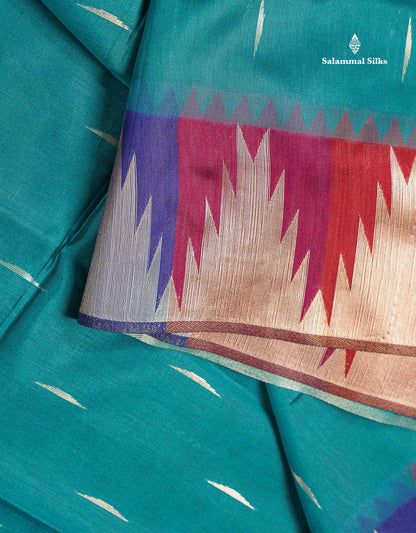 Beautiful Maroon Malli Moggu Zari Butta Cotton Mix Saree With Contrast Multicolour Traditional Temple Border