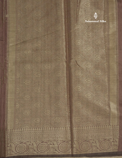 Brown Semi Tussar Saree With Fancy Border