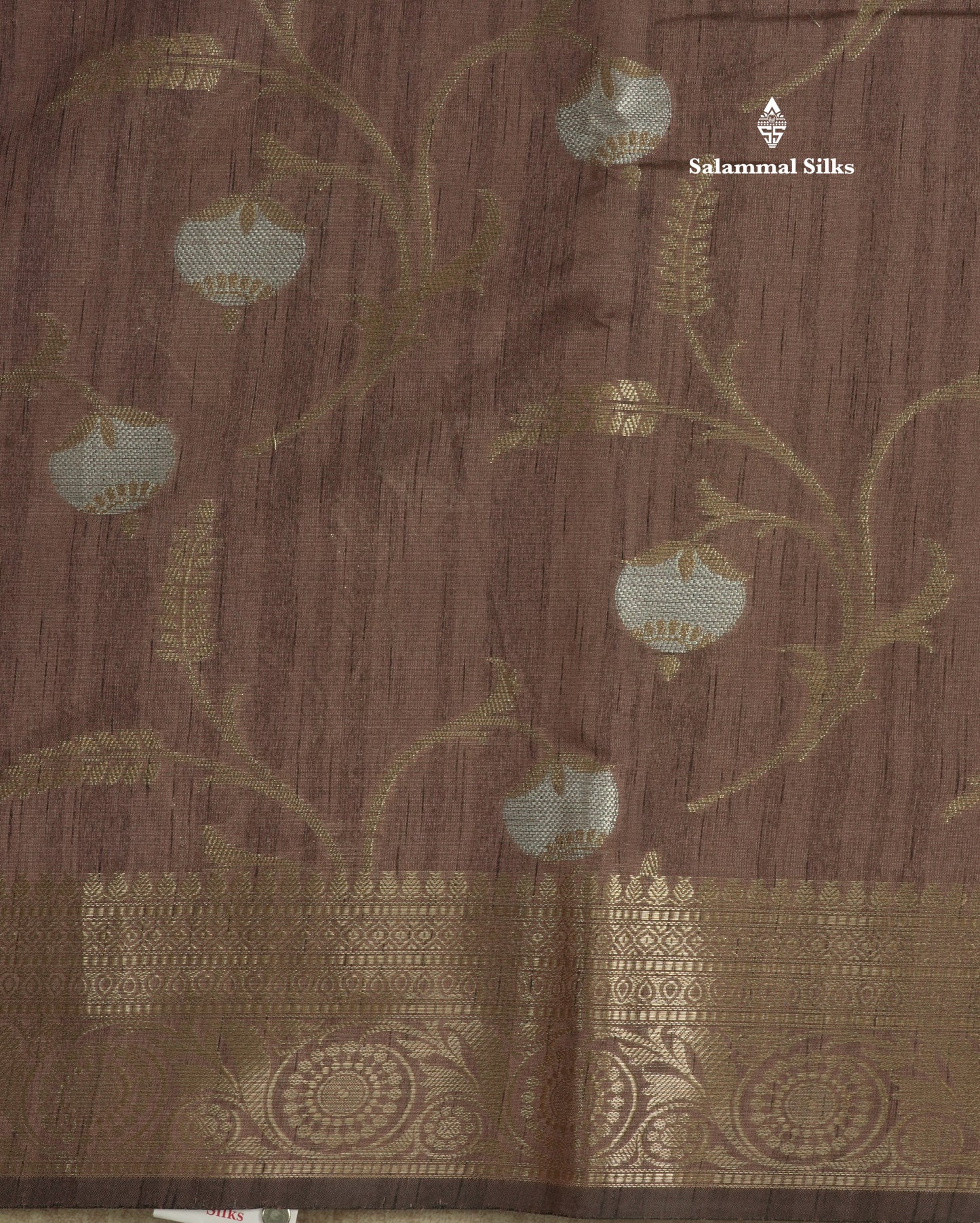 Brown Semi Tussar Saree With Fancy Border