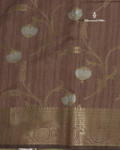 Brown Semi Tussar Saree With Fancy Border