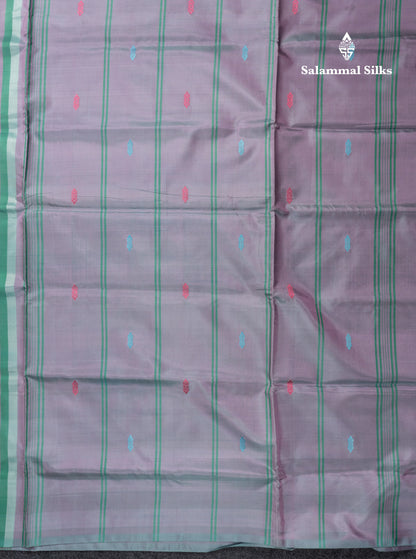 MultiColour Banana Pinth Saree (Vaazhainaar Pattu) With Contrast Dual Tone Light Lavender Blouse
