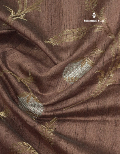 Brown Semi Tussar Saree With Fancy Border