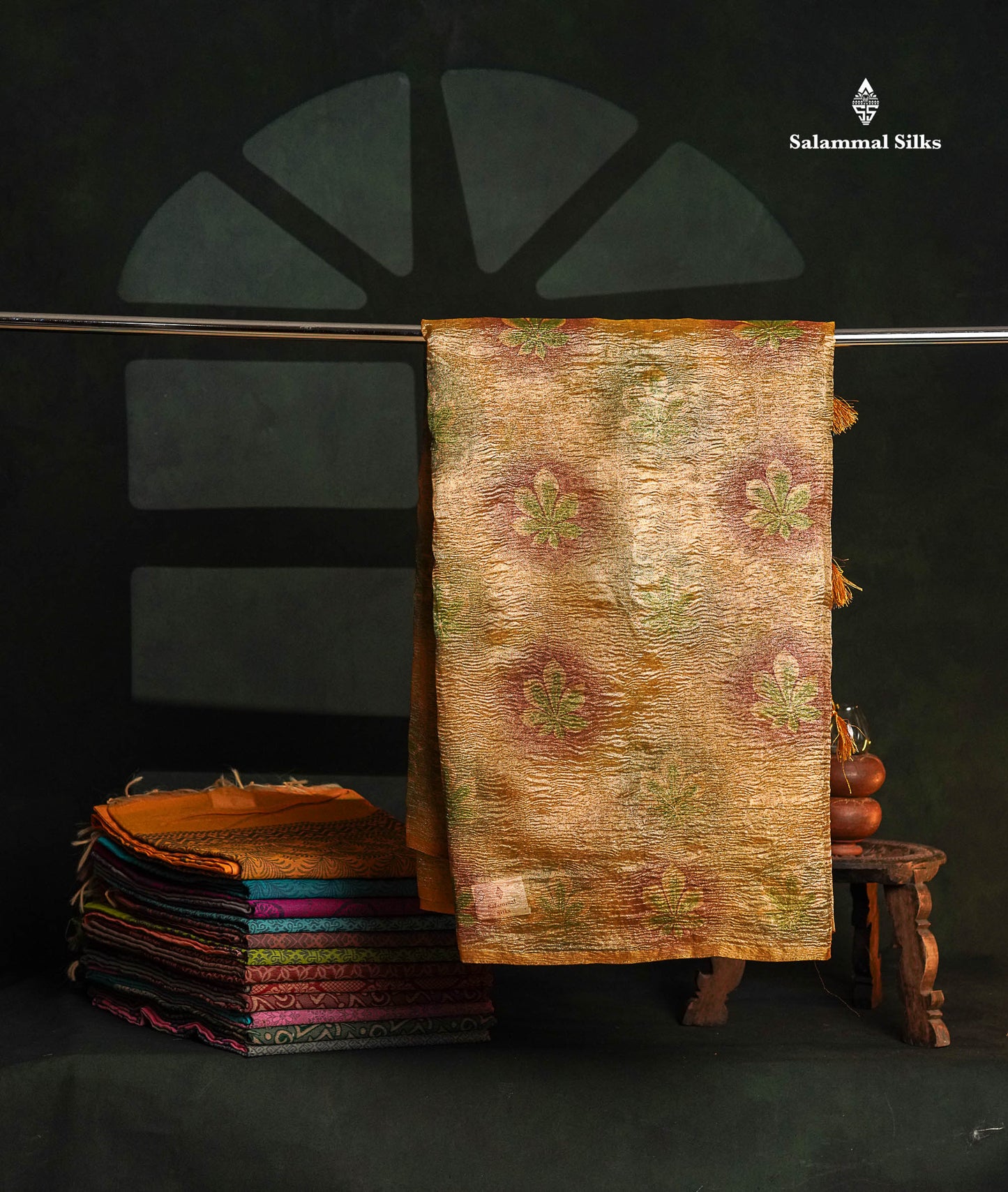 Premium Orange Tissue Crush Fancy Saree With Blouse