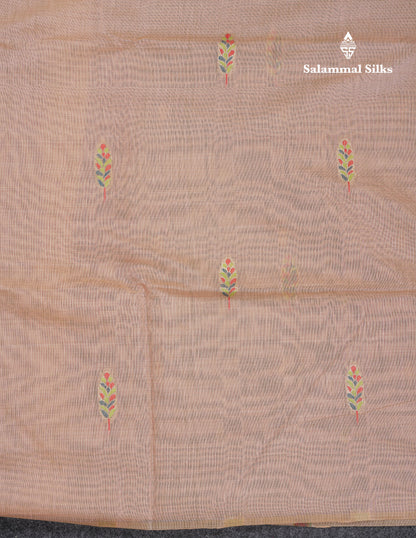Beautiful Light Lavender Menakari Work Butta Muga Cotton Saree With Contrast Peacock Green Blouse