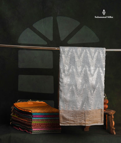 Sandal Premium Crush Fancy Saree with Traditional Border