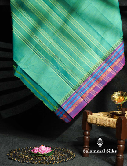 Beautiful Grey Plain Pure Chettinad Cotton Saree With Black Thread Work Border