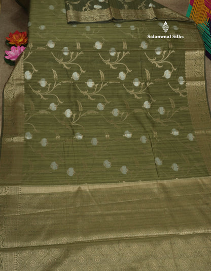 Brown Semi Tussar Saree With Fancy Border