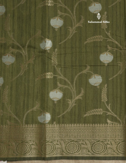 Brown Semi Tussar Saree With Fancy Border