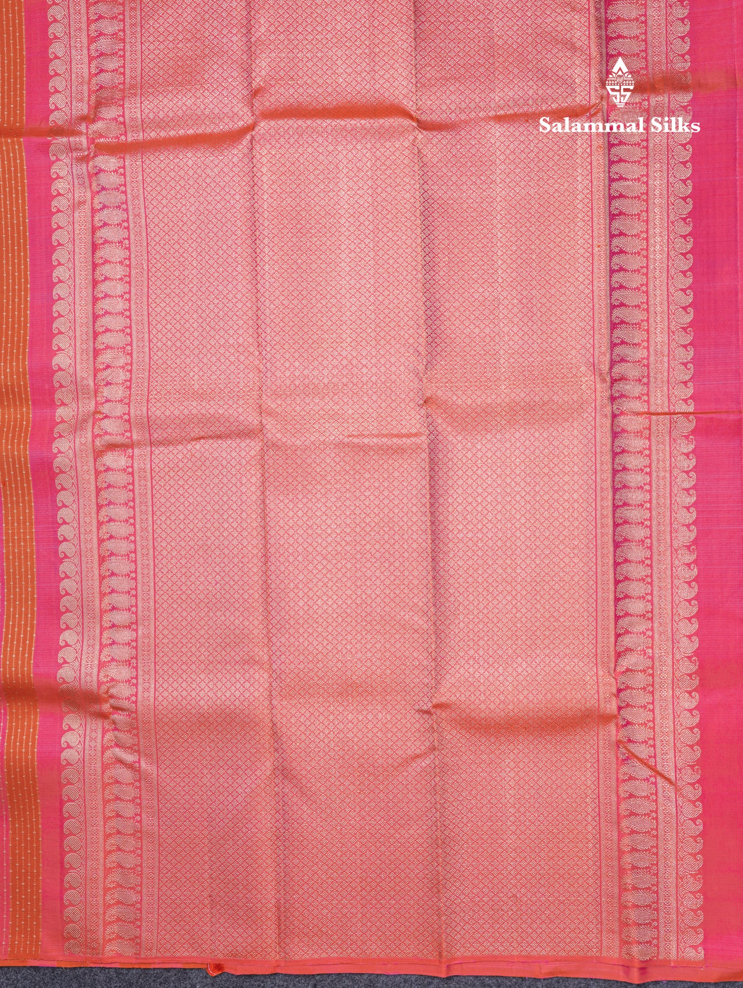 Beautiful Rust Orange And Light Pink Striped Lines Fancy Pure Kanjivaram Silk Saree With Light Pink Blouse