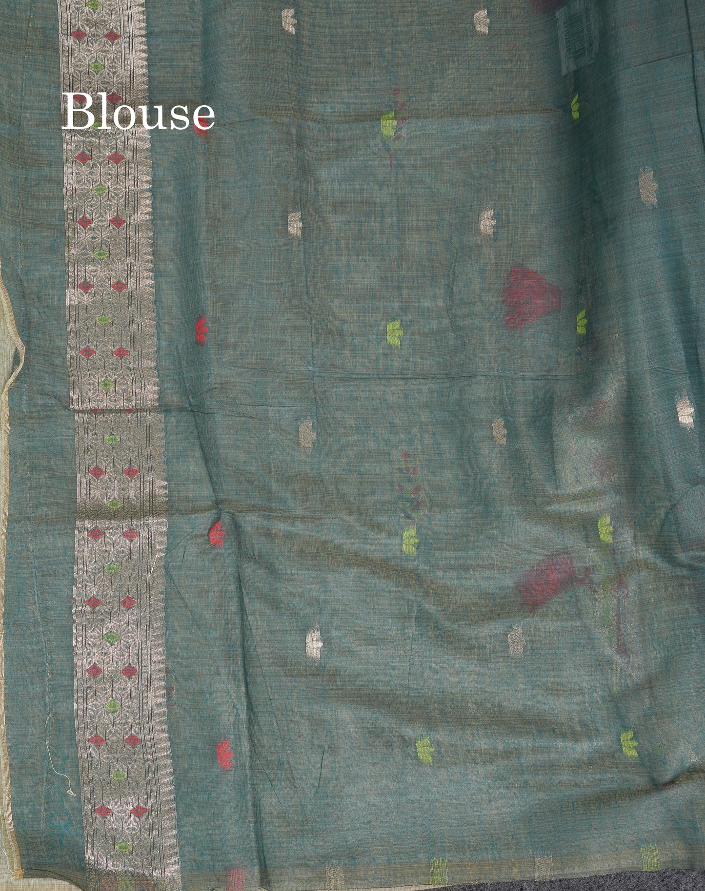 Beautiful Light Lavender Menakari Work Butta Muga Cotton Saree With Contrast Peacock Green Blouse