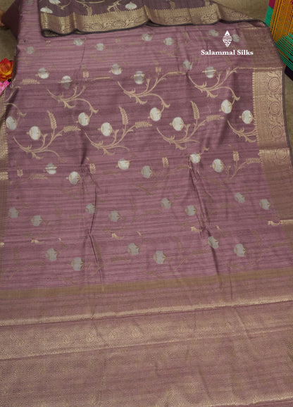 Brown Semi Tussar Saree With Fancy Border
