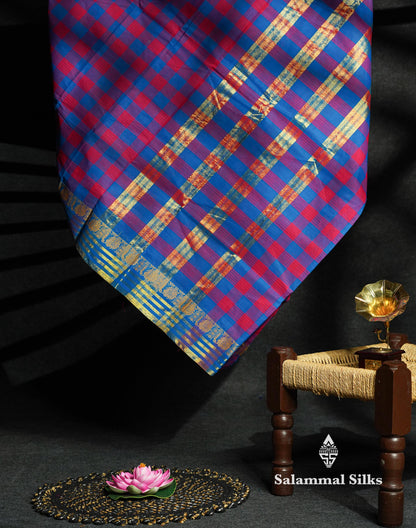Beautiful Paalum Pazham Checks Pure Chettinad Cotton Saree With Thread And Zari Border