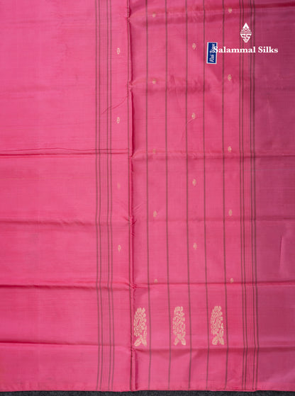 Brown Banana Pinth Saree (Vaazhainaar Pattu) With Contrast Pink Blouse