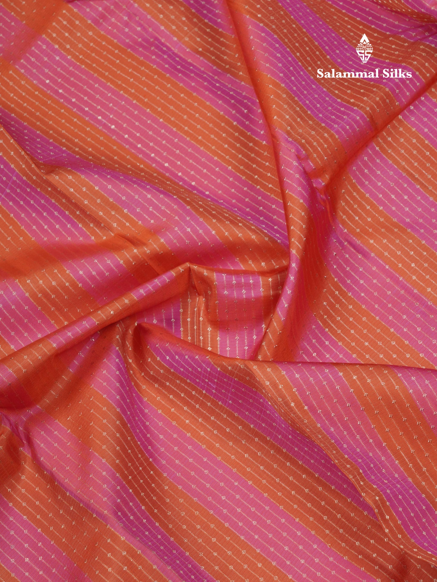 Beautiful Rust Orange And Light Pink Striped Lines Fancy Pure Kanjivaram Silk Saree With Light Pink Blouse