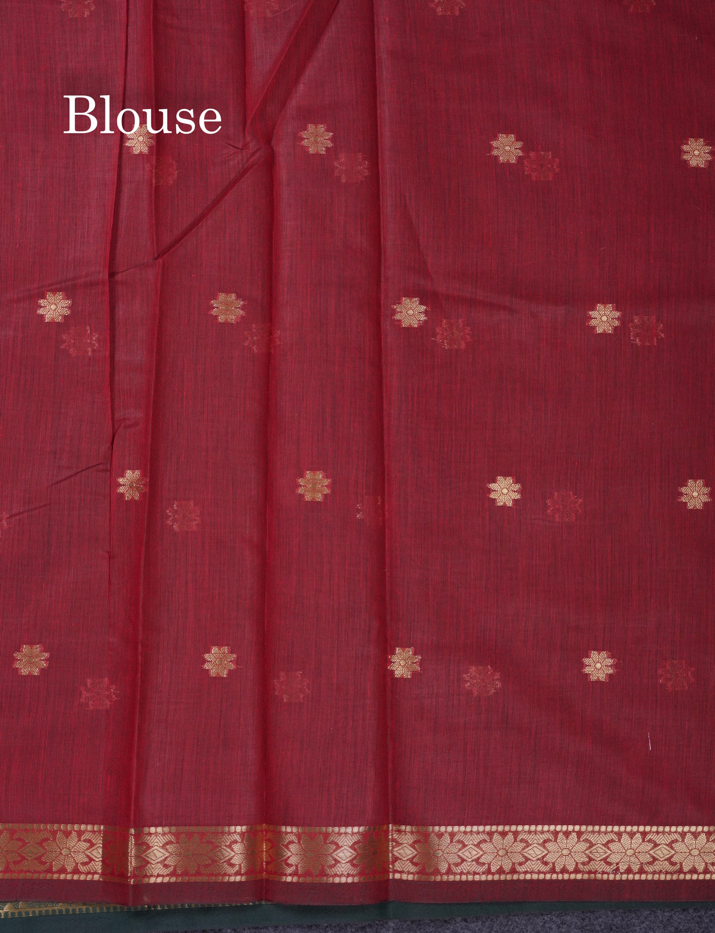 Beautiful Bottle Green Maheshwar Cotton Saree With Contrast Maroon Blouse