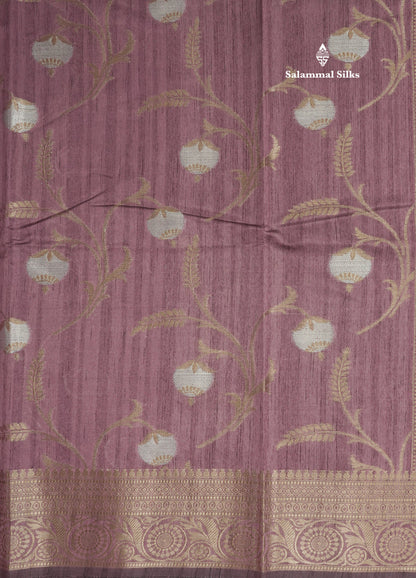 Brown Semi Tussar Saree With Fancy Border