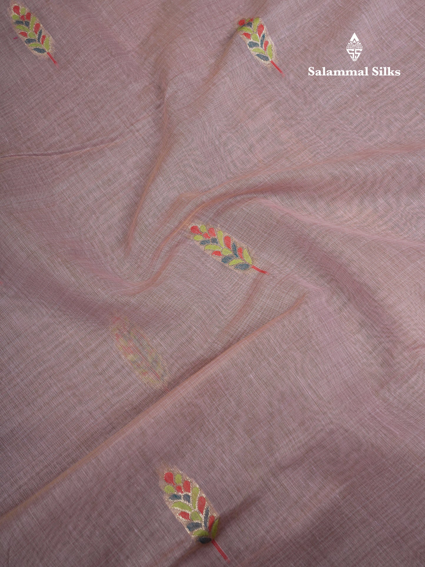 Beautiful Light Lavender Menakari Work Butta Muga Cotton Saree With Contrast Peacock Green Blouse