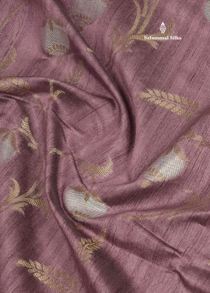 Brown Semi Tussar Saree With Fancy Border