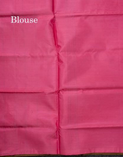 Brown Banana Pinth Saree (Vaazhainaar Pattu) With Contrast Pink Blouse