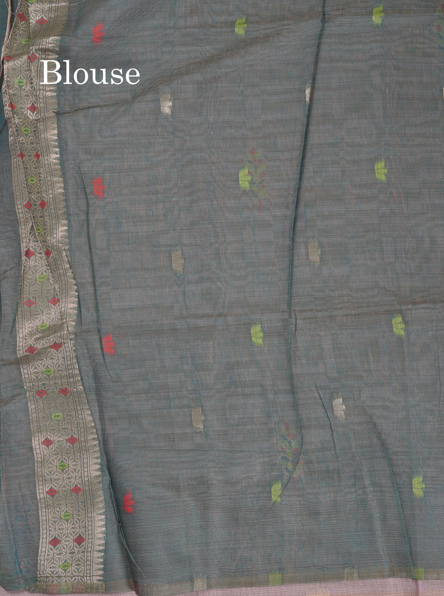 Beautiful Light Lavender Menakari Work Butta Muga Cotton Saree With Contrast Peacock Green Blouse